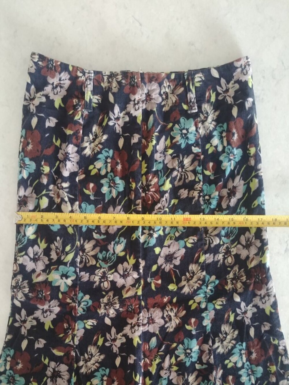 Vintage United Colors of Benetton corduroy flower trumpet skirt approx Medium - Picture 9 of 14